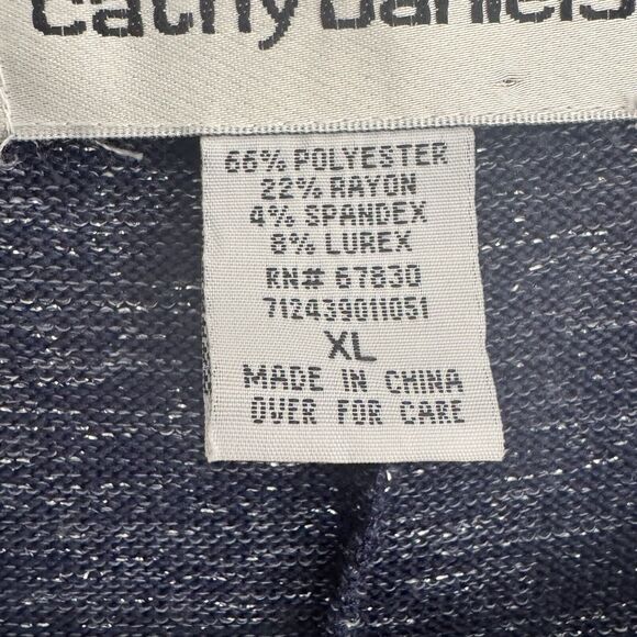 Women's Cathy Daniels Pullover Sweater Top Navy Blue w/SilverSparkle Size XL - Picture 7 of 11